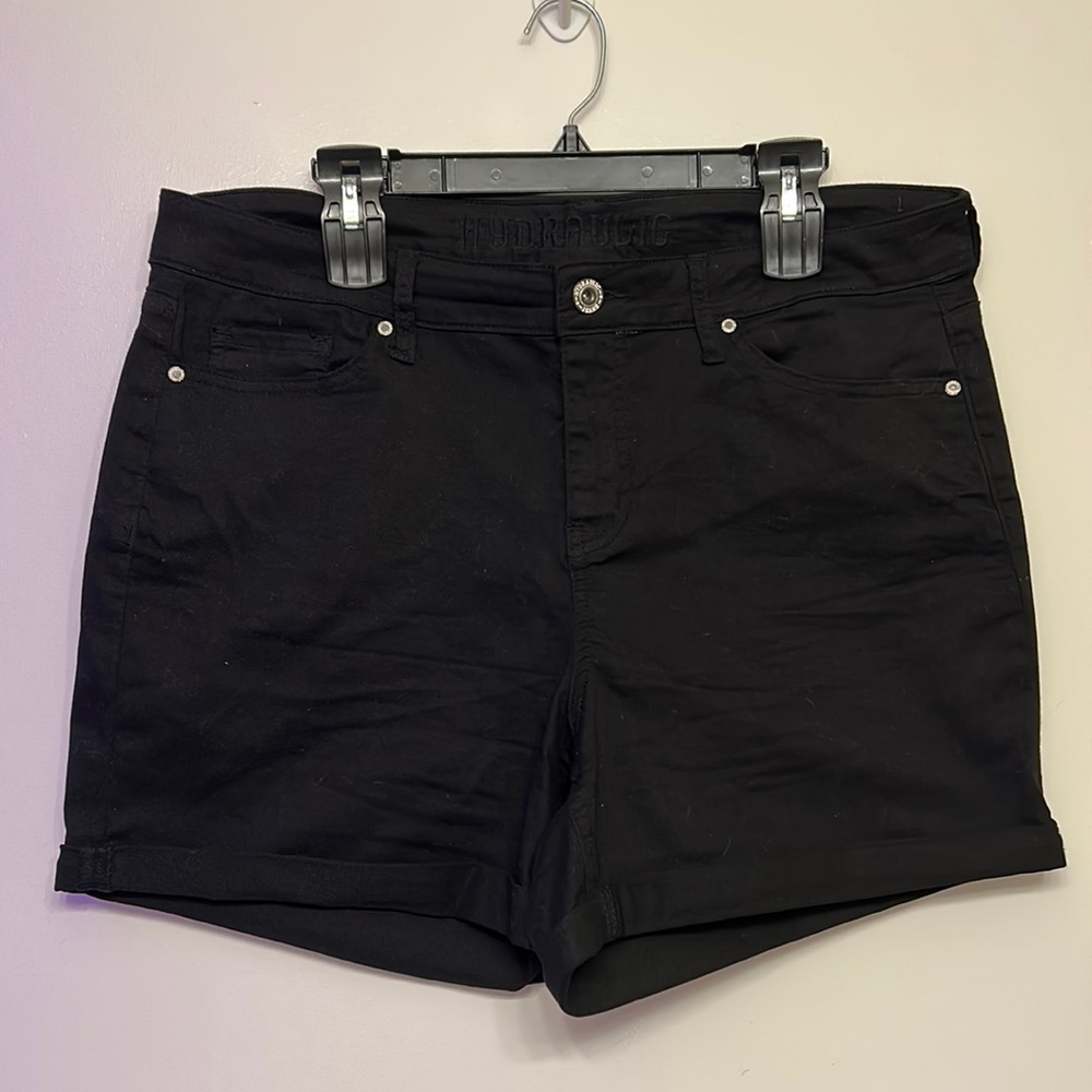 Women’s black denim shorts